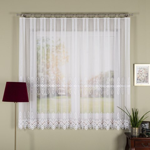 Firanka z aplikacją, wysokość 175cm, kolor 001 biały 113106/768/001/000175/1