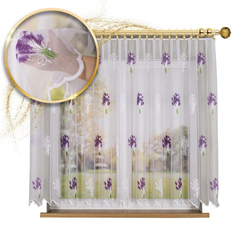 Firanka żakardowa drukowana ze wzorem po całości, wysokość 160cm, kolor 001 biały 018592/000/028/000160/1