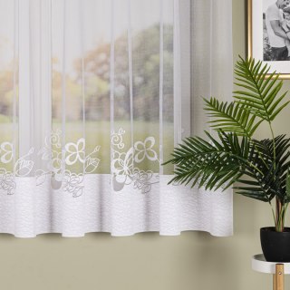 Firanka żakardowa ze wzorem na samym dole, wysokość 175cm, kolor 001 biały 107199/000/001/000175/1