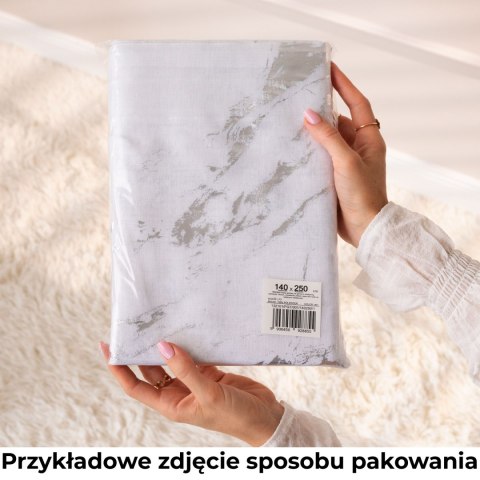 MARIETTA Firana gotowa na przelotkach z ołowianką, szerokość 140cm x wysokość 250cm, kolor 001 biały ze srebrnym zdobieniem 0002