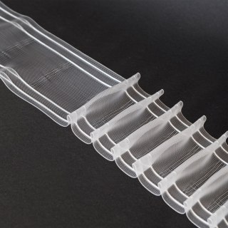 Taśma ołówek na karnisz 10cm, marszczenie 1:2, transparentna z białym sznurkiem, FM100-K1-1C3 TASMAA/Z28/P20/010000/1