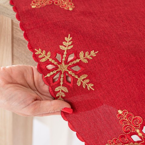 BŁYSZCZĄCE ŚNIEŻYNKI Bieżnik z haftem, szerokość 50cm x wysokość 100cm, kolor 003 czerwony 640010/KSP/C03/050100/1