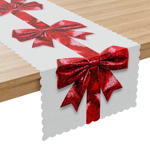 BROKATOWA KOKARDA Bieżnik NINA WODOODPORNA, 38x160cm, kolor 001 biały PBN333/KSP/C01/038160/1