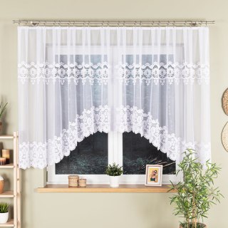 DARIA Firanka żakardowa odpasowana, szerokość 400 x wysokość 140cm, kolor 001 biały 018982/FOL/001/000142/1