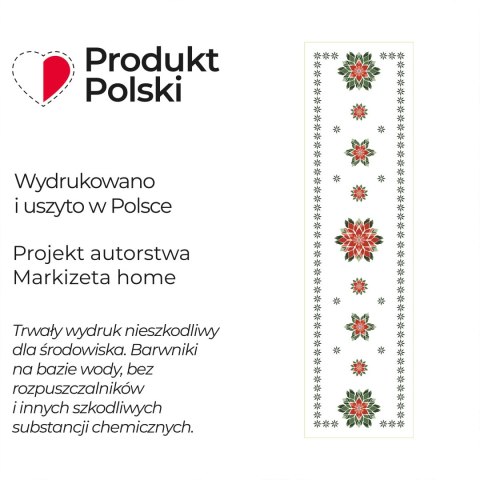 FOLK, GWIAZDA BETLEJEMSKA Bieżnik NINA WODOODPORNA, 38x140cm, kolor 001 biały PBN341/KSP/C01/038140/1