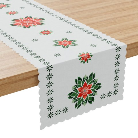 FOLK, GWIAZDA BETLEJEMSKA Bieżnik NINA WODOODPORNA, 38x140cm, kolor 001 biały PBN341/KSP/C01/038140/1