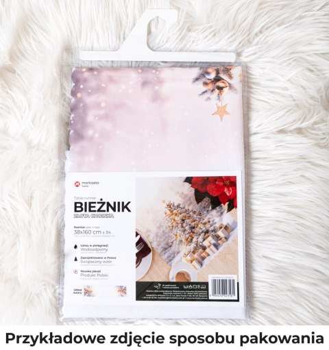 FOLK, GWIAZDA BETLEJEMSKA Bieżnik NINA WODOODPORNA, 38x140cm, kolor 001 biały PBN341/KSP/C01/038140/1