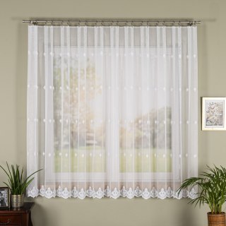 Firanka haftowana pasowa, wysokość 170cm, kolor 001 biały FH0042/768/001/000170/1