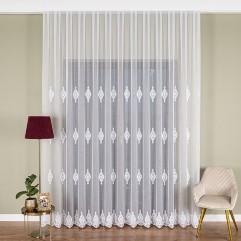 Firanka haftowana pasowa, wysokość 285cm, kolor 001 biały FH0030/768/001/000285/1