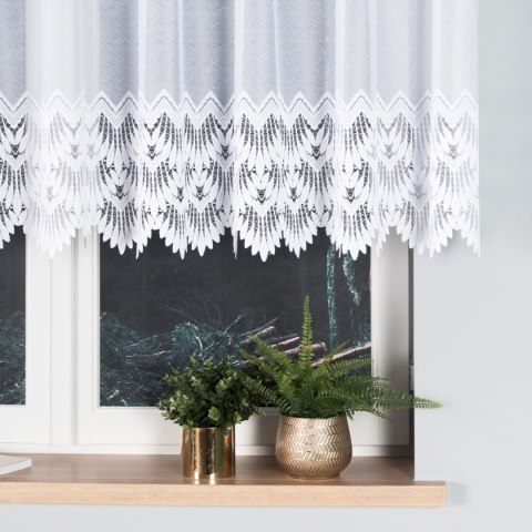 Firanka żakardowa ze wzorem na samym dole, wysokość 130cm, kolor 001 biały 018989/000/001/000130/1