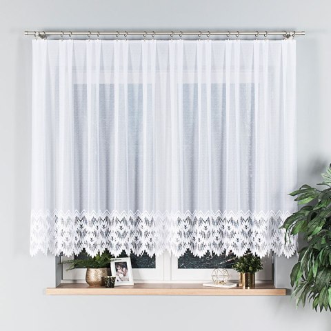 Firanka żakardowa ze wzorem na samym dole, wysokość 130cm, kolor 001 biały 018989/000/001/000130/1