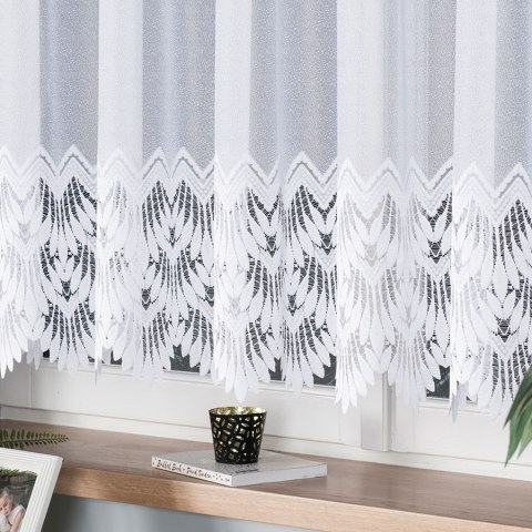 Firanka żakardowa ze wzorem na samym dole, wysokość 130cm, kolor 001 biały 018989/000/001/000130/1