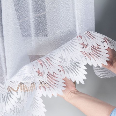Firanka żakardowa ze wzorem na samym dole, wysokość 130cm, kolor 001 biały 018989/000/001/000130/1