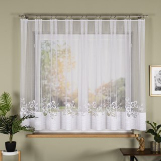 Firanka żakardowa ze wzorem na samym dole, wysokość 155cm, kolor 001 biały 107199/000/001/000155/1