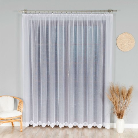 Firanka żakardowa ze wzorem na samym dole, wysokość 230cm, kolor 001 biały 023405/000/001/000230/1