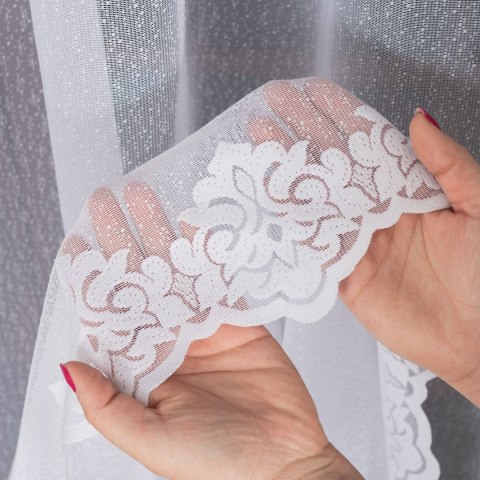 Firanka żakardowa ze wzorem na samym dole, wysokość 230cm, kolor 001 biały 023405/000/001/000230/1