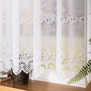 Firanka żakardowa ze wzorem pasowym, wysokość 120cm, kolor 001 biały 018534/000/001/000120/1