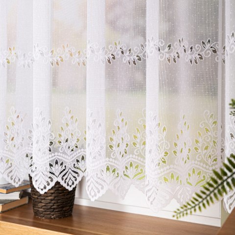 Firanka żakardowa ze wzorem pasowym, wysokość 120cm, kolor 001 biały 018534/000/001/000120/1