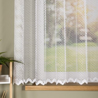 Firanka żakardowa ze wzorem po całości, wysokość 160cm, kolor 001 biały 011607/000/001/000160/1