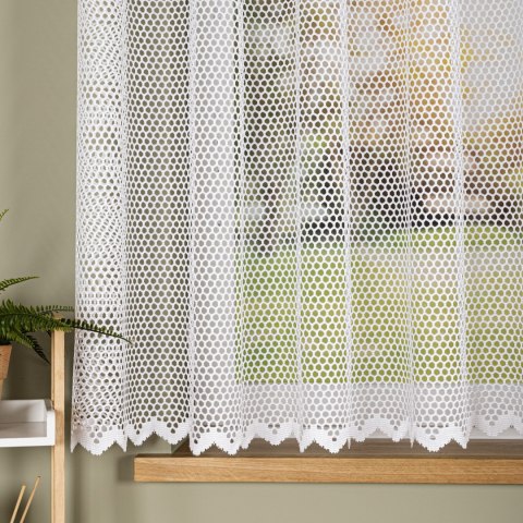 Firanka żakardowa ze wzorem po całości, wysokość 160cm, kolor 001 biały 011607/000/001/000160/1