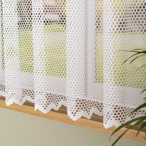 Firanka żakardowa ze wzorem po całości, wysokość 160cm, kolor 001 biały 011607/000/001/000160/1