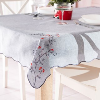 JARZĘBINOWY BLASK Obrus z haftem, szerokość 140cm x wysokość 220cm, kolor 007 szary 645310/KSP/007/140220/1