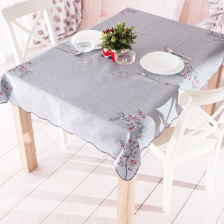 JARZĘBINOWY BLASK Obrus z haftem, szerokość 140cm x wysokość 220cm, kolor 007 szary 645310/KSP/007/140220/1