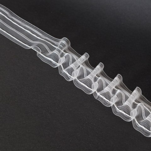 Taśma smok 5cm, marszczenie 1:2, transparentna z białym sznurkiem FM050-2S-1C3 TASMAA/Z3Z/200/005000/1