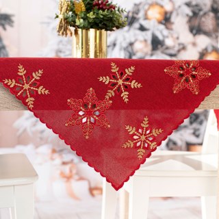 BŁYSZCZĄCE ŚNIEŻYNKI Serweta z haftem, szerokość 85cm x wysokość 85cm, kolor 003 czerwony 640010/KSP/C03/085085/1
