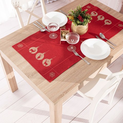 BŁYSZCZĄCY RENIFER Bieżnik z haftem, szerokość 50cm x wysokość 100cm, kolor 003 czerwony 295157/KSP/L03/050100/1