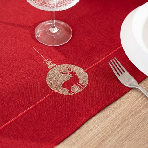BŁYSZCZĄCY RENIFER Bieżnik z haftem, szerokość 50cm x wysokość 100cm, kolor 003 czerwony 295157/KSP/L03/050100/1