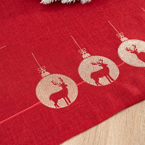 BŁYSZCZĄCY RENIFER Obrus z haftem, szerokość 120cm x wysokość 160cm, kolor 003 czerwony 295157/KSP/L03/120160/1