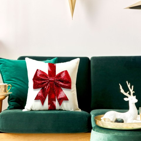 BROKATOWA KOKARDA Poszewka dekoracyjna VELVET, 40x40cm, kolor 001 biały PBN333/POP/001/040040/1