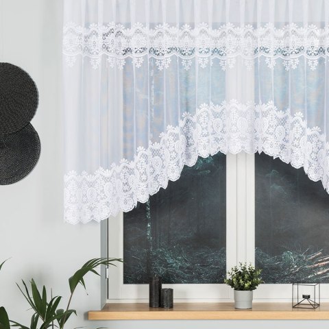 DARIA Firanka żakardowa odpasowana, szerokość 400 x wysokość 120cm, kolor 001 biały 018982/FOL/001/000122/1