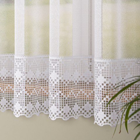 Firanka z aplikacją pasowa, wysokość 175cm, kolor 001 biały 009422/433/001/000175/1