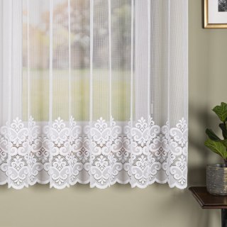 Firanka żakardowa ze wzorem na samym dole, wysokość 175cm, kolor 001 biały 015997/000/001/000175/1