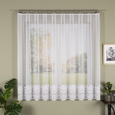 Firanka żakardowa ze wzorem na samym dole, wysokość 175cm, kolor 001 biały 015997/000/001/000175/1