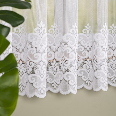 Firanka żakardowa ze wzorem na samym dole, wysokość 175cm, kolor 001 biały 015997/000/001/000175/1