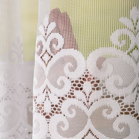 Firanka żakardowa ze wzorem na samym dole, wysokość 175cm, kolor 001 biały 015997/000/001/000175/1