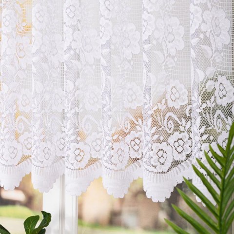 Firanka żakardowa ze wzorem pasowym, wysokość 120cm, kolor 001 biały 044330/000/001/000120/1