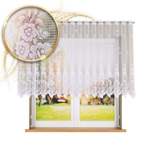 Firanka żakardowa ze wzorem pasowym, wysokość 120cm, kolor 001 biały 044330/000/001/000120/1