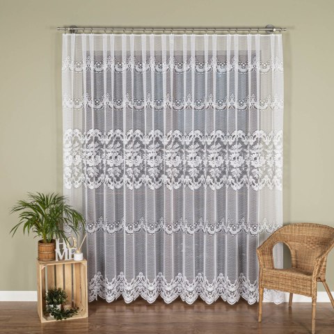 Firanka żakardowa ze wzorem pasowym, wysokość 250cm, kolor 001 biały 361270/000/001/000250/1