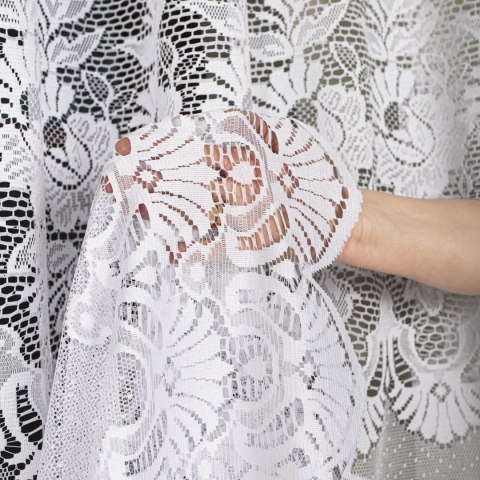 Firanka żakardowa ze wzorem pasowym, wysokość 250cm, kolor 001 biały 361270/000/001/000250/1