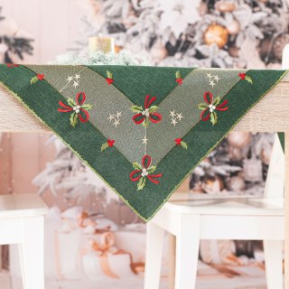 ŚWIĄTECZNE KOKARDKI Serweta z haftem, szerokość 85cm x wysokość 85cm, kolor 002 zielony 295161/KSP/002/085085/1
