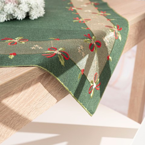 ŚWIĄTECZNE KOKARDKI Serweta z haftem, szerokość 85cm x wysokość 85cm, kolor 002 zielony 295161/KSP/002/085085/1