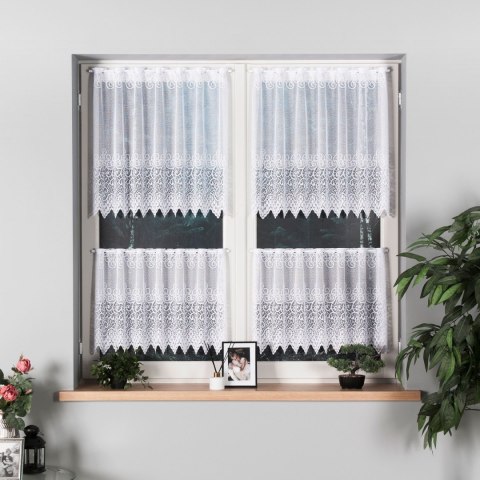 VIOLETTA Zazdrostka żakardowa ze wzorem pasowym, wysokość 80cm, kolor 001 biały 001539/BLY/001/000080/1