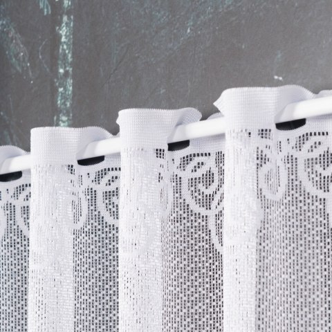 VIOLETTA Zazdrostka żakardowa ze wzorem pasowym, wysokość 80cm, kolor 001 biały 001539/BLY/001/000080/1