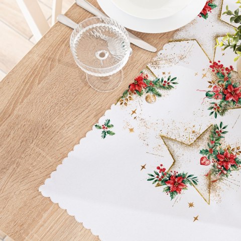 ZŁOTE GWIAZDY Tkanina dekoracyjna OBRUSOWA NINA WODOODPORNA, 160cm, kolor 001 biały DBN369/NIW/N01/160000/1