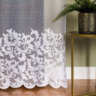 Firanka żakardowa ze wzorem na samym dole, wysokość 250cm, kolor 001 Biały 054233/000/001/000250/1