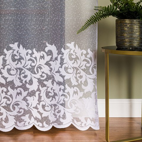 Firanka żakardowa ze wzorem na samym dole, wysokość 250cm, kolor 001 Biały 054233/000/001/000250/1